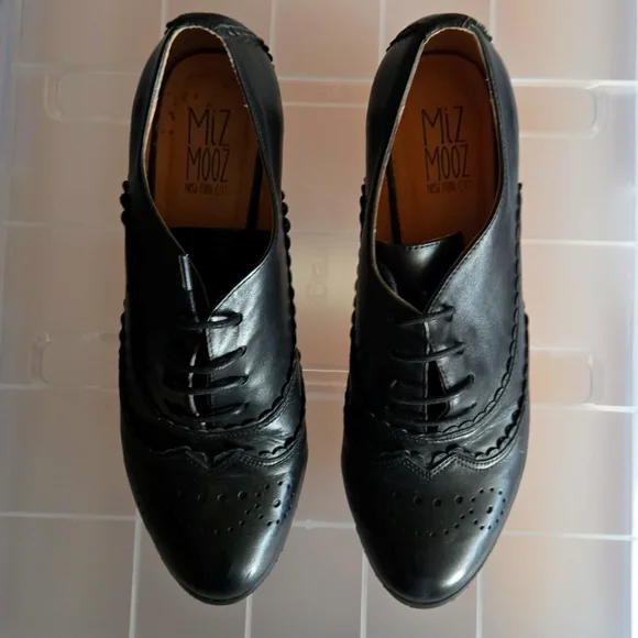Miz Mooz Chiara Oxford Derby Heels Black Size 9 / EU 40 Retro - Picture 3 of 6